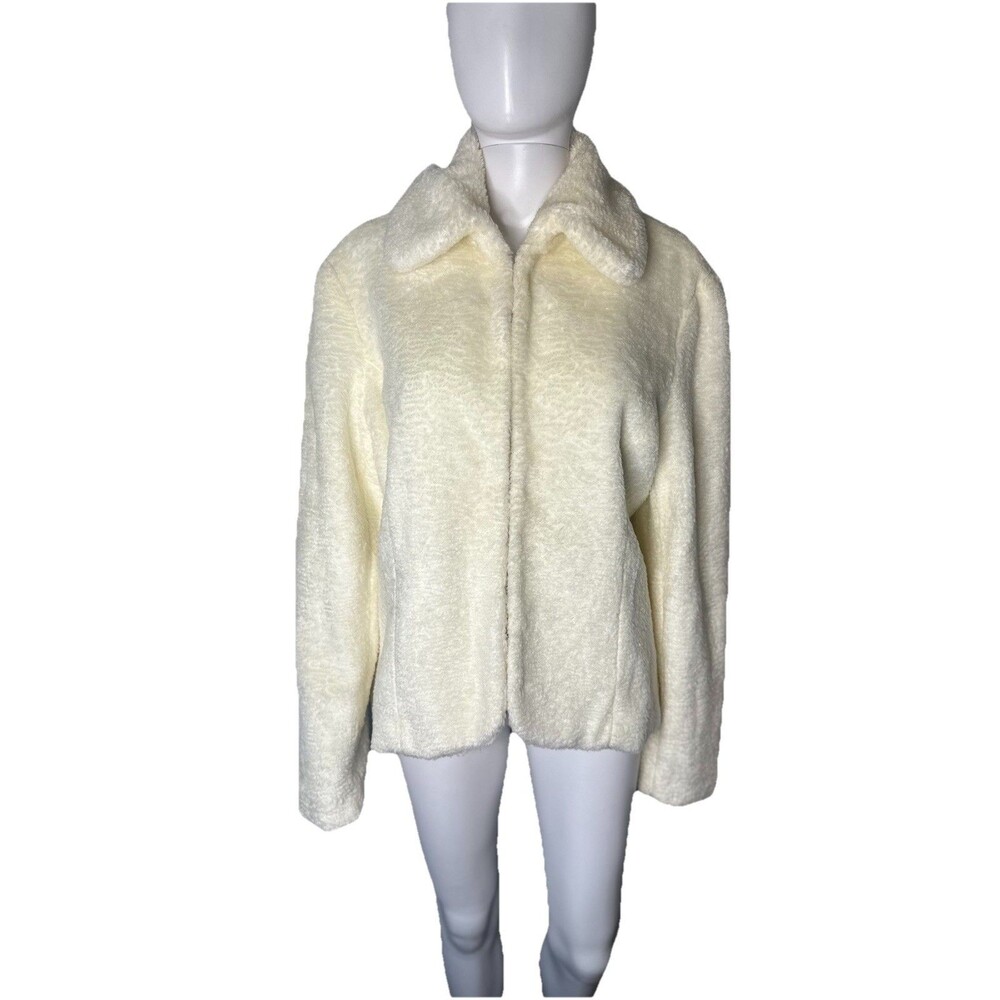Metro Style Sherpa Teddy Coat Women’s XL Minimalist Neutral White Cozy Jacket